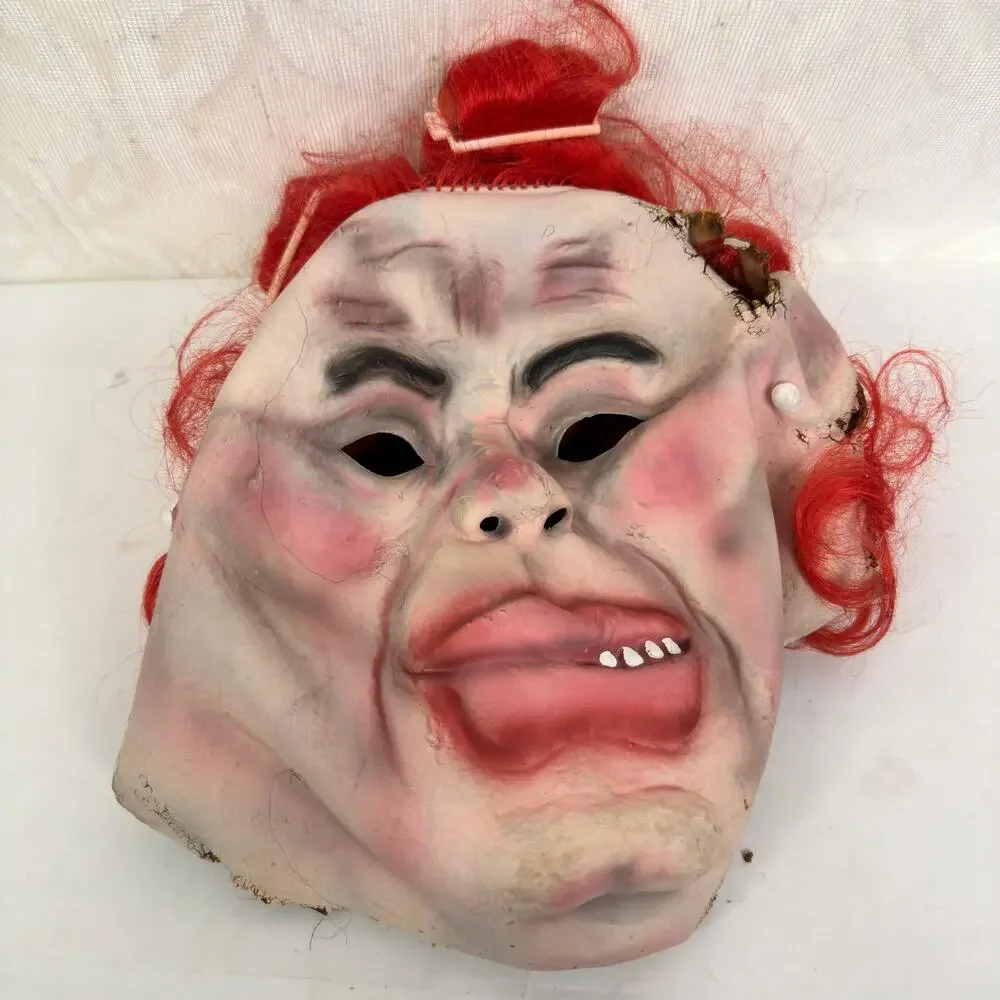 Topstone Woman With Red Hair & Curlers Rubber Mask Vintage‎ Has Holes And Tears